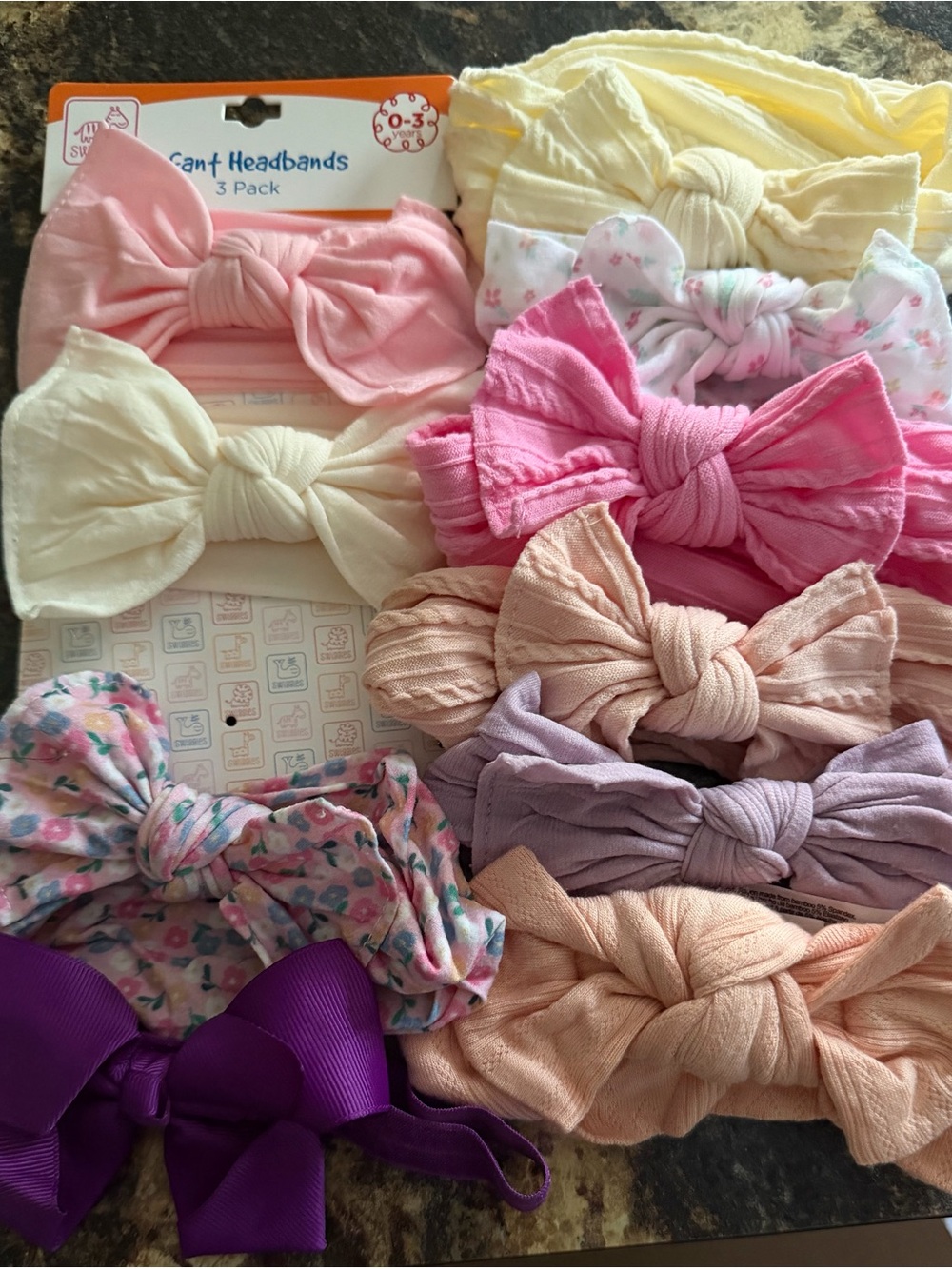 Baby Girls Soft Bow Headbands - Pastel & Floral Set